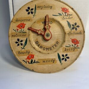 😻Vintage Mood Barometer Wooden Wall Plaque His Hers Retro Kitsch Japan Import